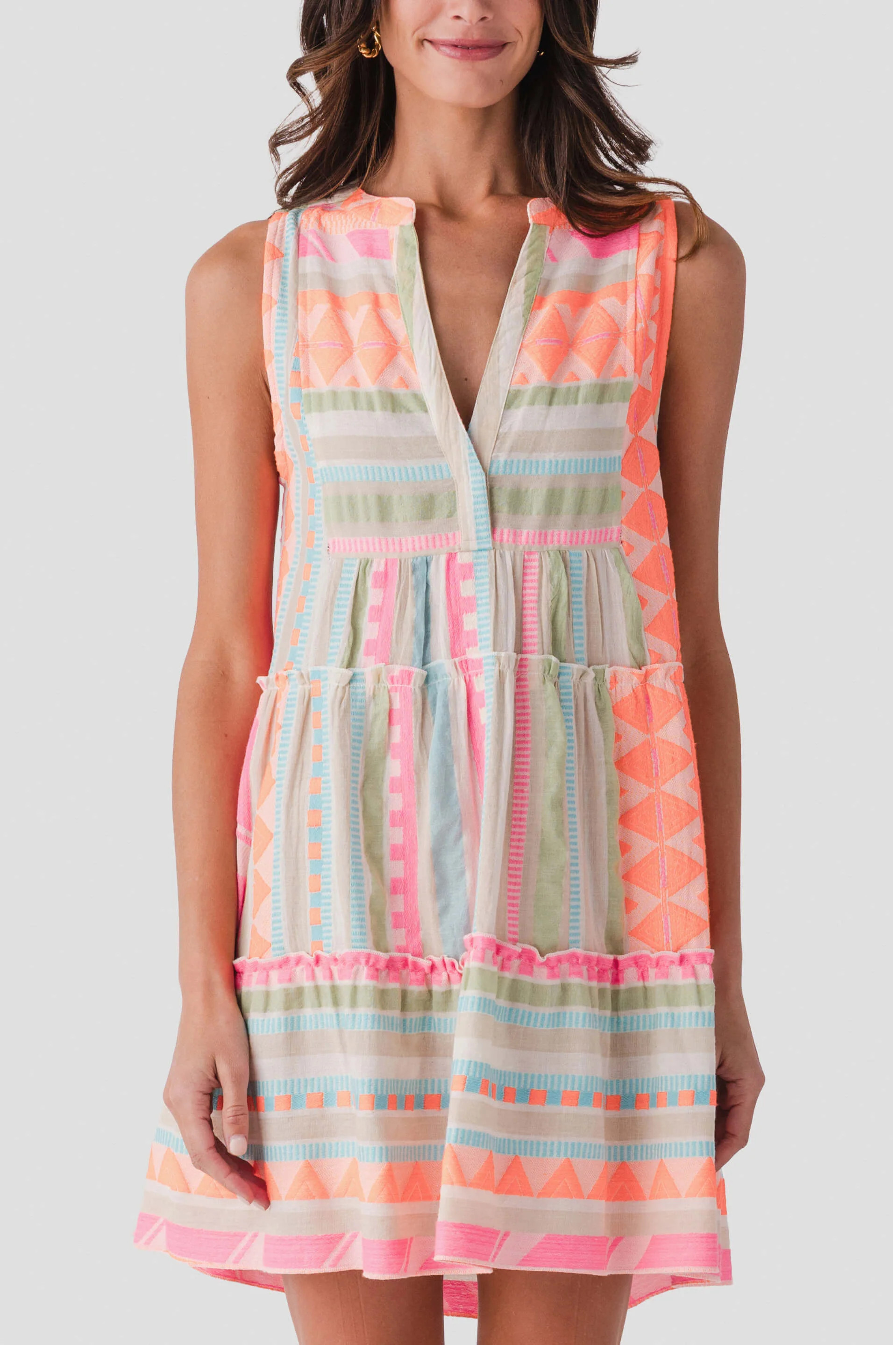 Elan Neon Embroidered Mini Dress | Social Threads