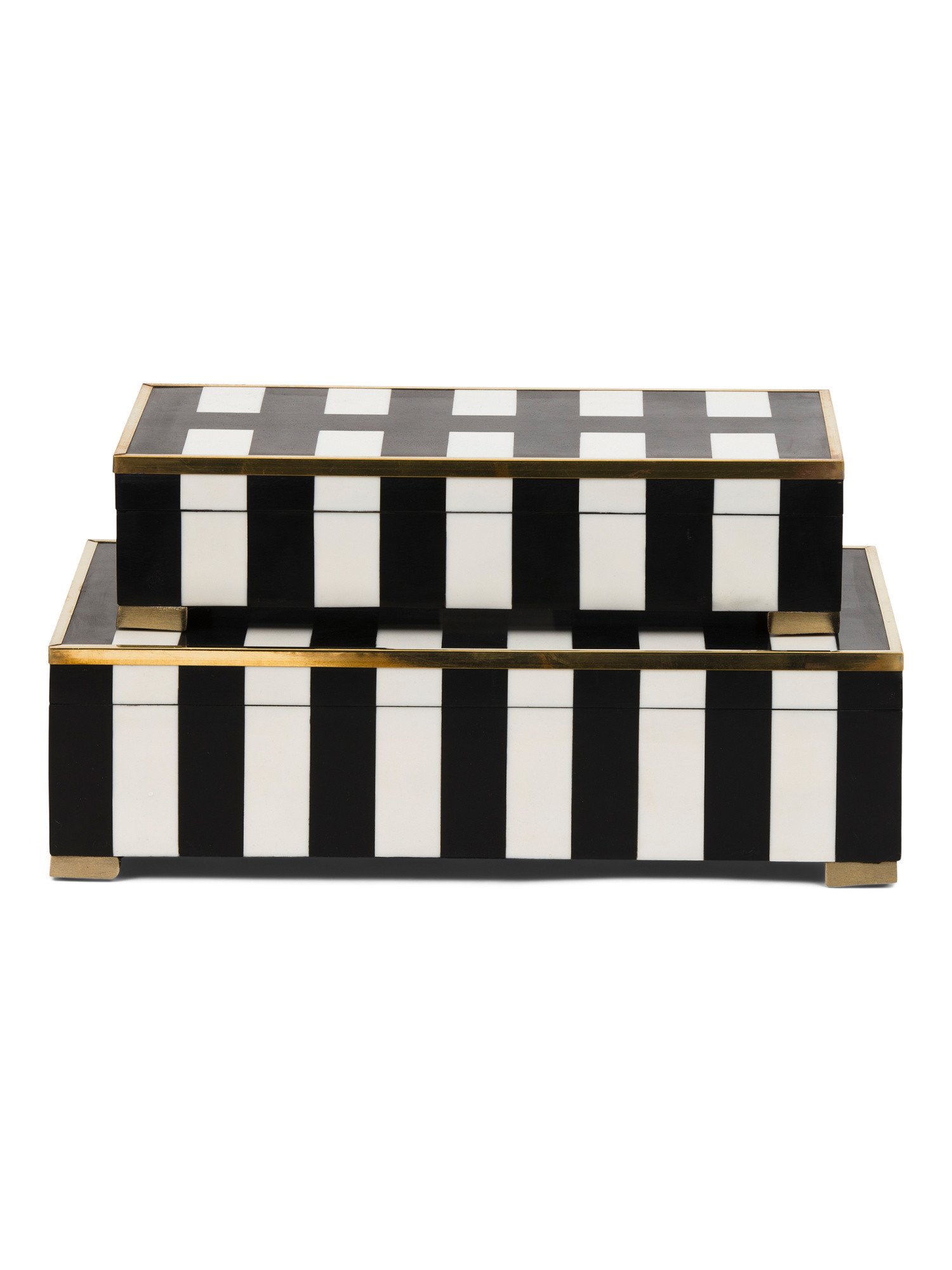 2pc Striped Footed Decorative Box Set | TJ Maxx