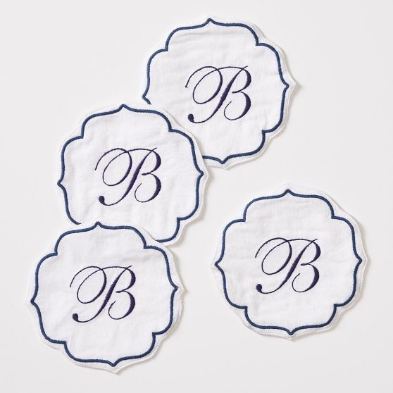 Bespoke Embroidered Coasters, Set of 4 | Mark and Graham