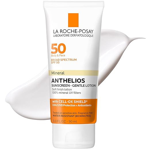 La Roche-Posay Anthelios Mineral Sunscreen Gentle Lotion Broad Spectrum SPF 50, Face and Body Sun... | Amazon (US)