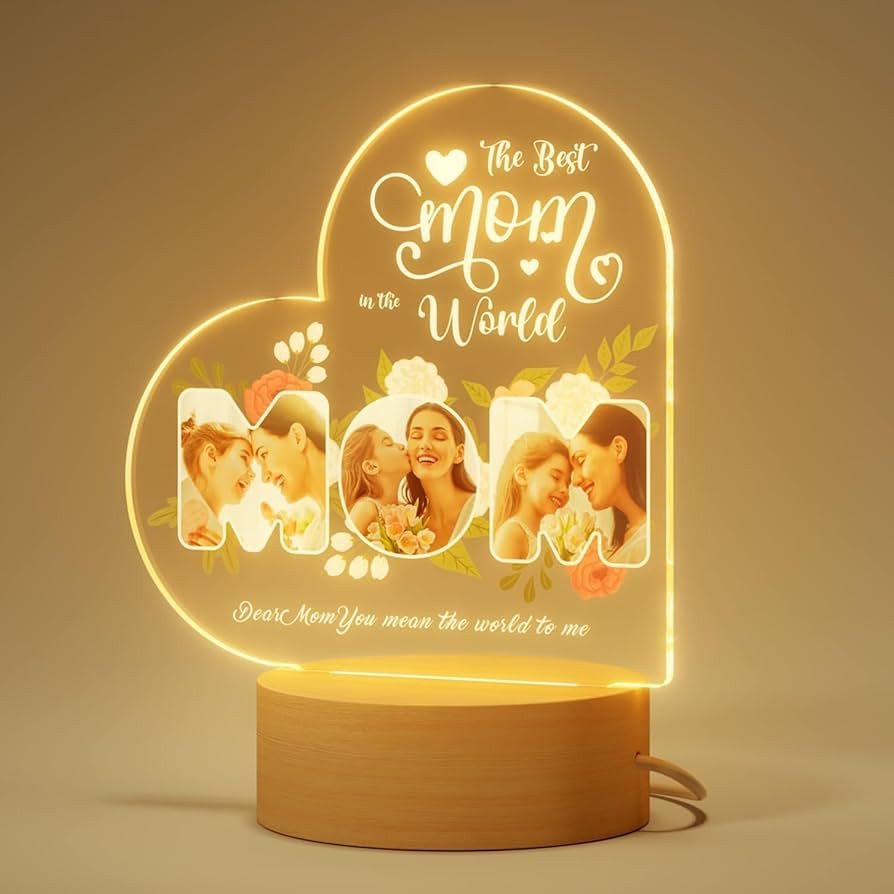 Bemaystar Personalized Mothers-Day Gifts for Mom: Acrylic LED Night Light with Picture, Mom Gifts... | Amazon (US)