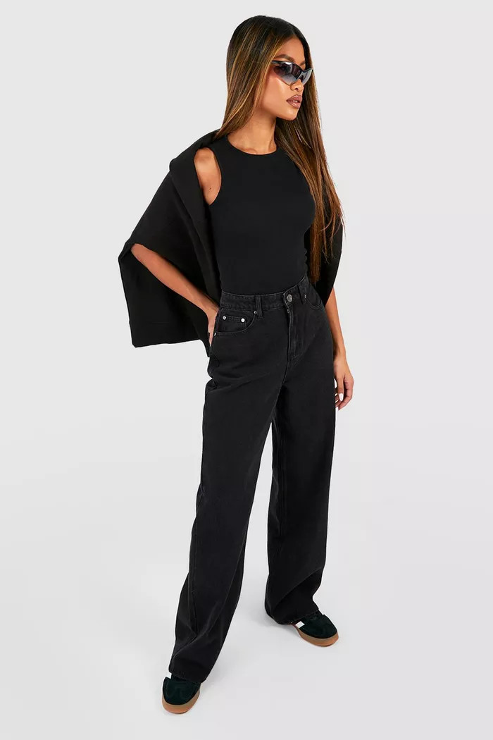 Vintage Wash High Waisted Wide Leg Jeans | Boohoo.com (UK & IE)