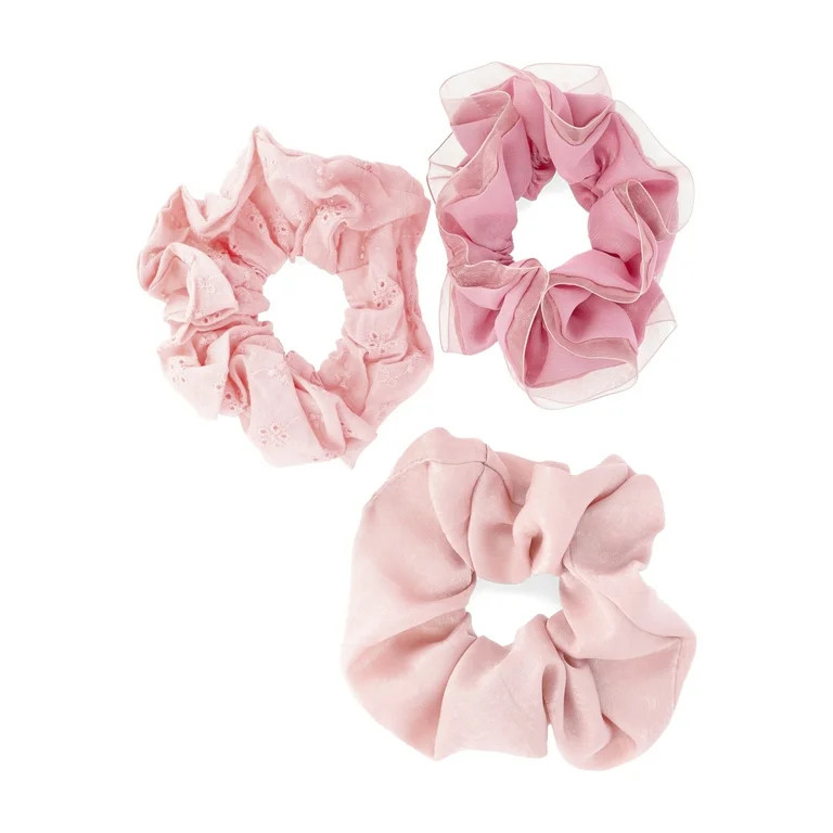 Time and Tru Scrunchies, 3-Piece Set, Pink | Walmart (US)