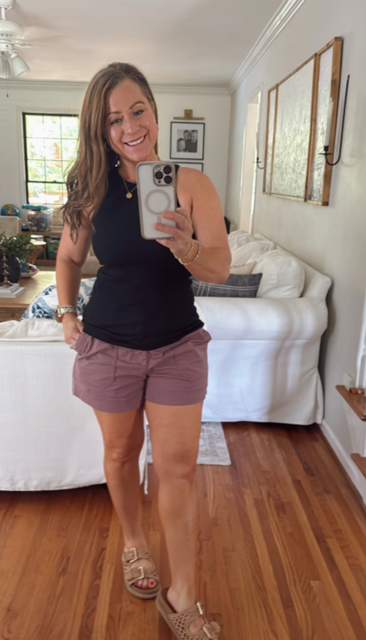 Today’s OOTD

Racerback tank 
Shirts
Sandals 
Layered necklaces 
Layered bracelets
 convertible bra 
Summer outfit 

I am in 6 in shorts, small in tank, shoes TTS

#LTKSeasonal #LTKSummerEdit #LTKMidsize