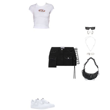 White and black summer outfit 
White top+ cargo mini skirt.

Diesel top, diesel plaque top, white diesel T-shirt, diesel top,  black mini cargo skirt, black mini skirt, mini skirt, skirt, mini cargo skirt, cargo mini skirt, off white sneakers, silver jewelry, summer clothes, summer outfits, vacation outfit, concert outfit, outfit idea mini skirt outfit, style tip, spring outfit. Cute top, summer mini skirt, cute mini skirt outfit, Trendy outfit,  2023 outfit ideas, cute summer outfit, black and white outfit.
#virtualstylist #outfitideas #outfitinspo #trendyoutfits # fashion #cuteoutfit #summeroutfit #springoutfit #miniskirt #denimskirt #summerclothes #summerstyle #cutesummeroutfit
#blackandwhiteoutfit 

#LTKstyletip #LTKFind #LTKSeasonal