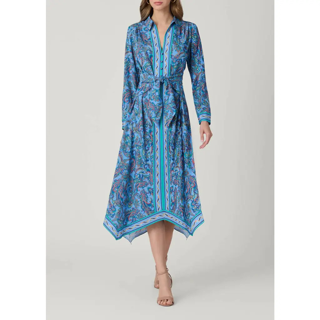 Shoshanna Adair Pelotas Border Paisley Dress in Blue Multi at Nordstrom, Size 12 | Nordstrom