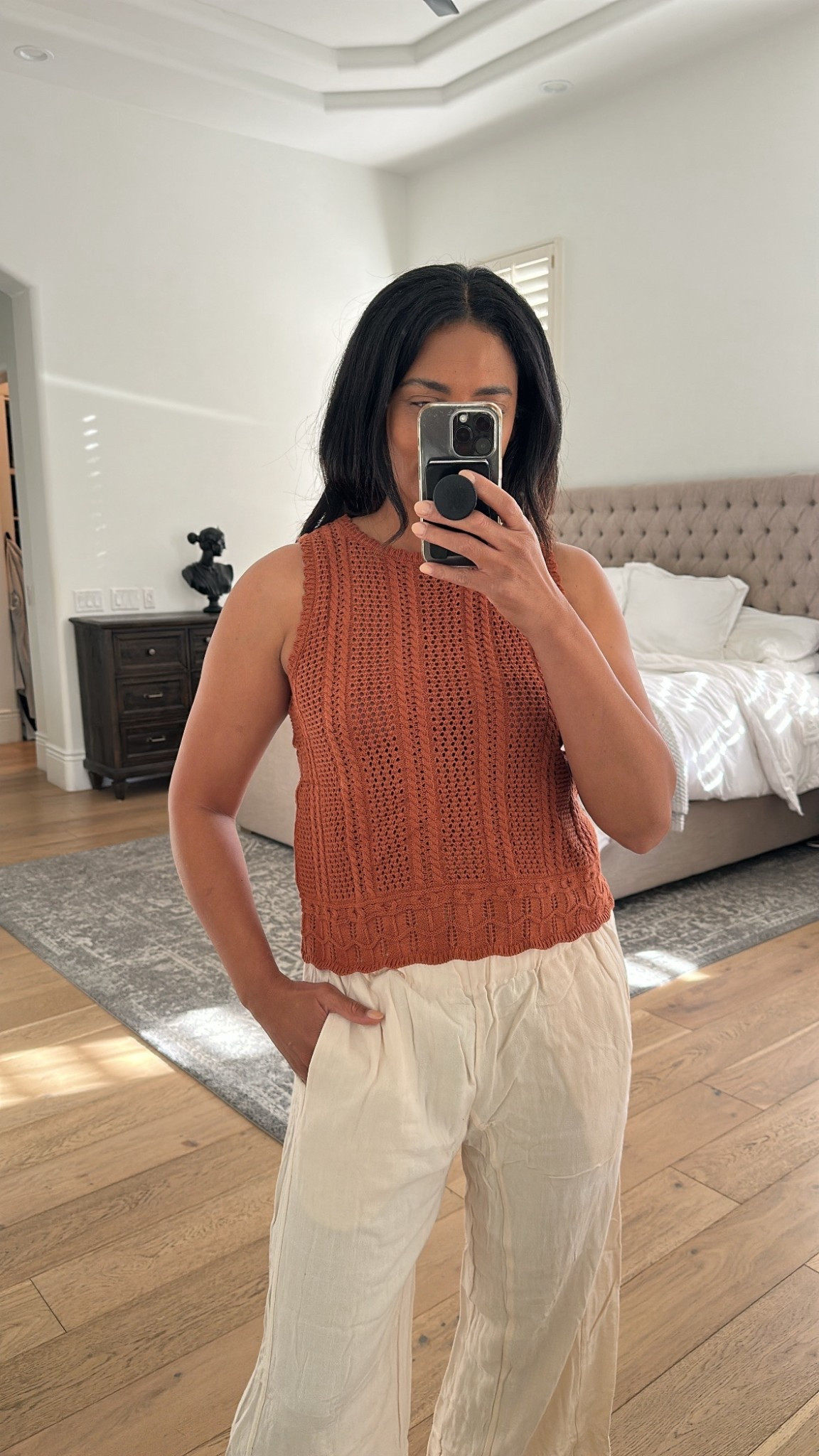 Super cute lightweight knit crochet top that’s perfect for vacation!! Fits true to size.

#vacation # outfit #resort #wear 

#LTKOver40