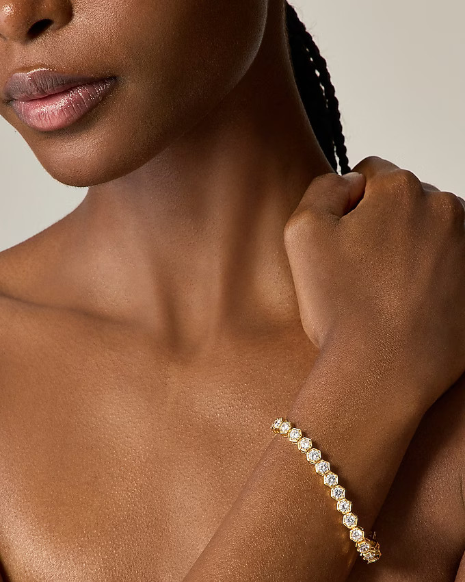 Hexagon cubic zirconia bezel-set tennis bracelet | J. Crew US