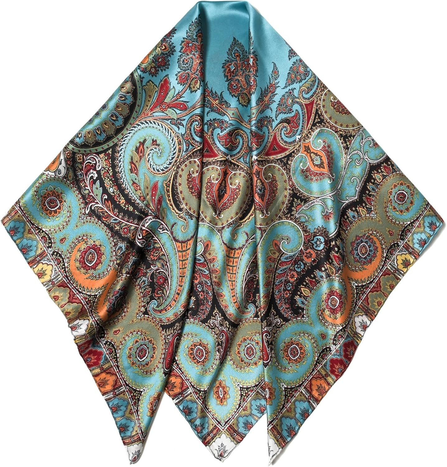 100% Mulberry Silk 43" Large Square Shawls, Oversized Headband, Gift Packed | Amazon (US)