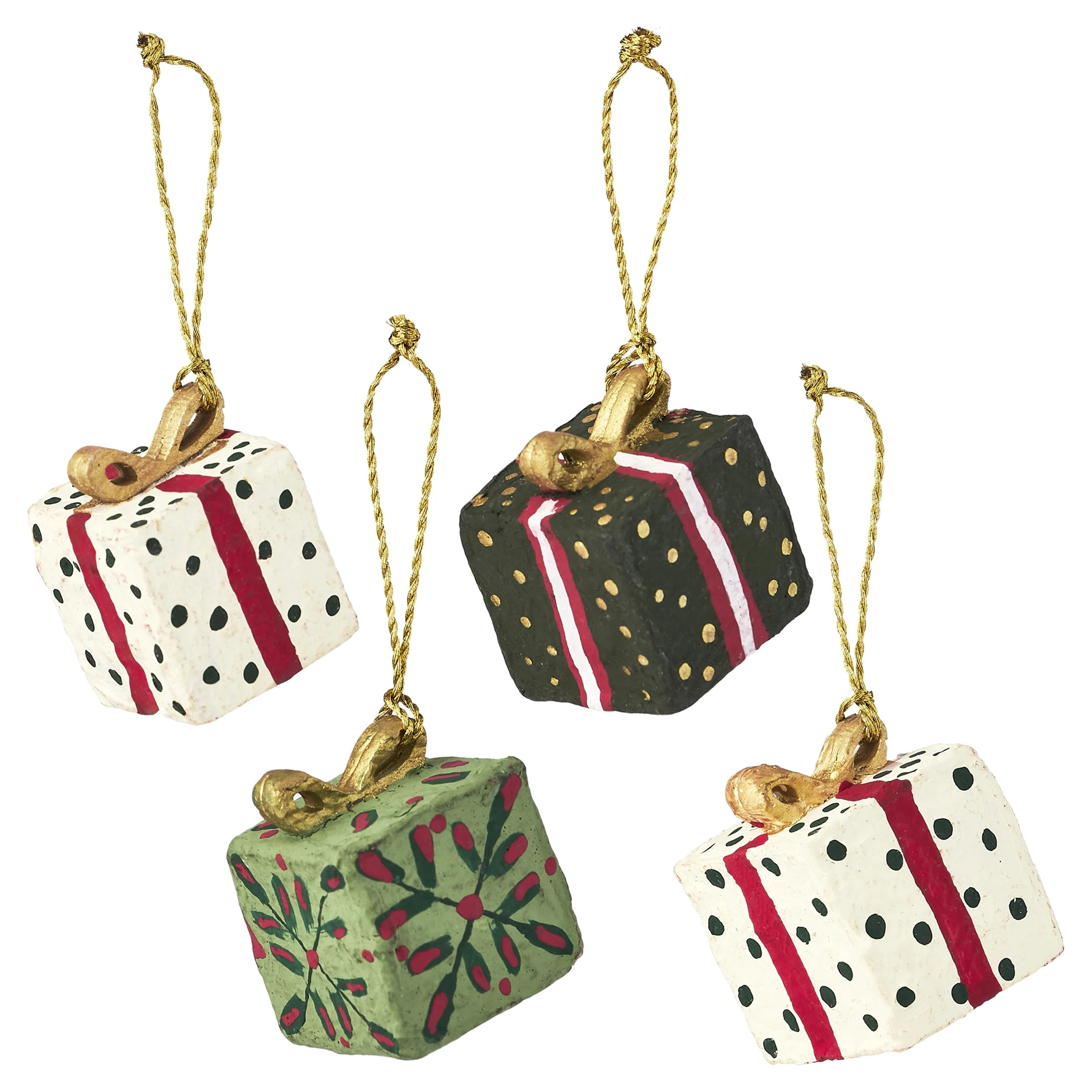 Multicolor Mini Paper Gifts Christmas Ornaments, 1.5", 4 Count, by Holiday Time | Walmart (US)