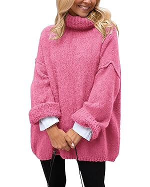 PRETTYGARDEN Women's Knit Oversized Sweater Fall Fashion Casual Long Sleeve Turtleneck Loose Chun... | Amazon (US)