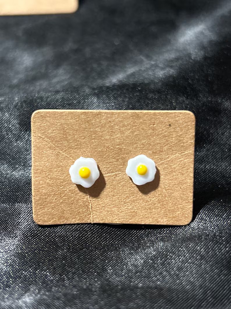 Fried Egg Stud Earrings-hypoallergenic-minimalistic Earrings Cute Funny Gag Gift - Etsy | Etsy (US)