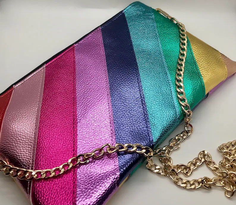 Rainbow bag in metallic faux leather | Etsy (US)