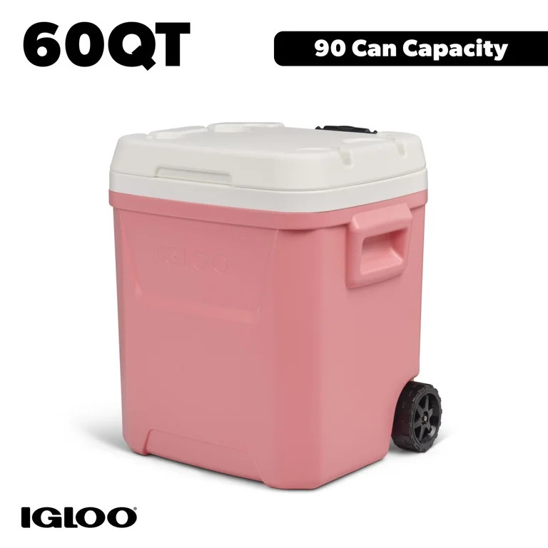Igloo 60 QT Laguna Ice Chest Cooler with Wheels, Coral Pink | Walmart (US)