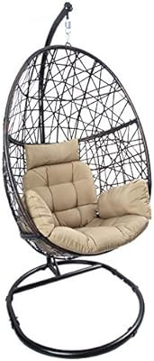 Luckyberry Egg Chair Outdoor Indoor Wicker Tear Drop Hanging Chair with Stand | Amazon (US)