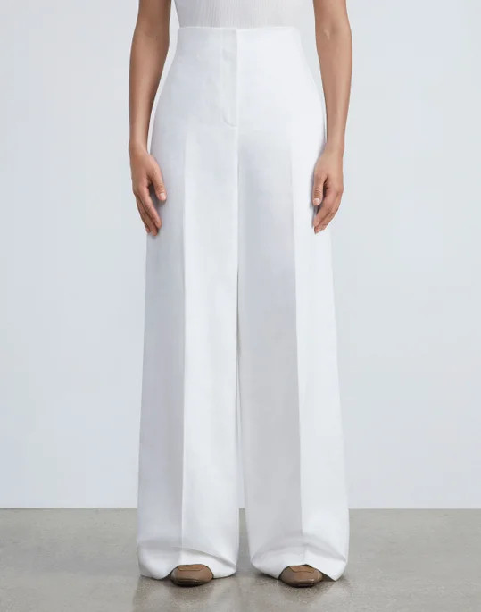 Structured Linen Twill Thames Wide Leg Pant | Lafayette 148 NY