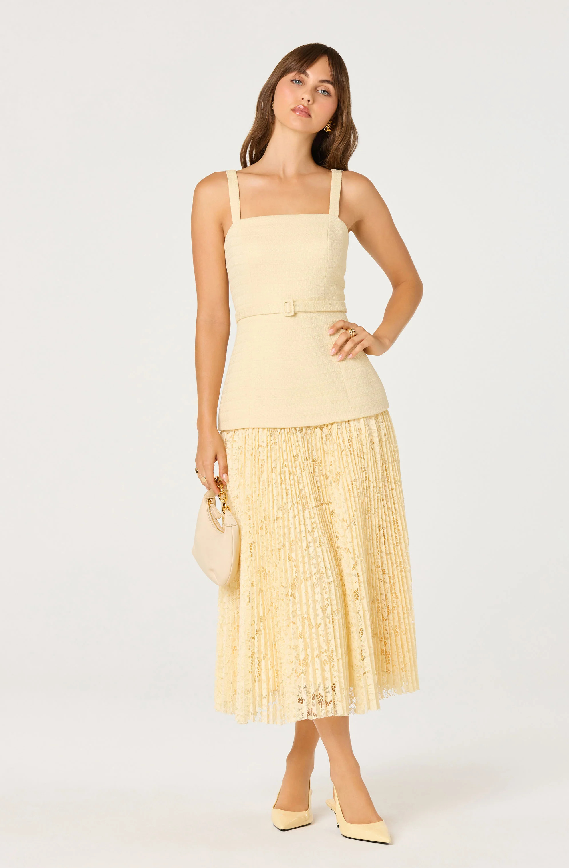 Caitlin Mixed Media Tweed Maxi Dress - Yellow / XS | ASTR The Label (US)