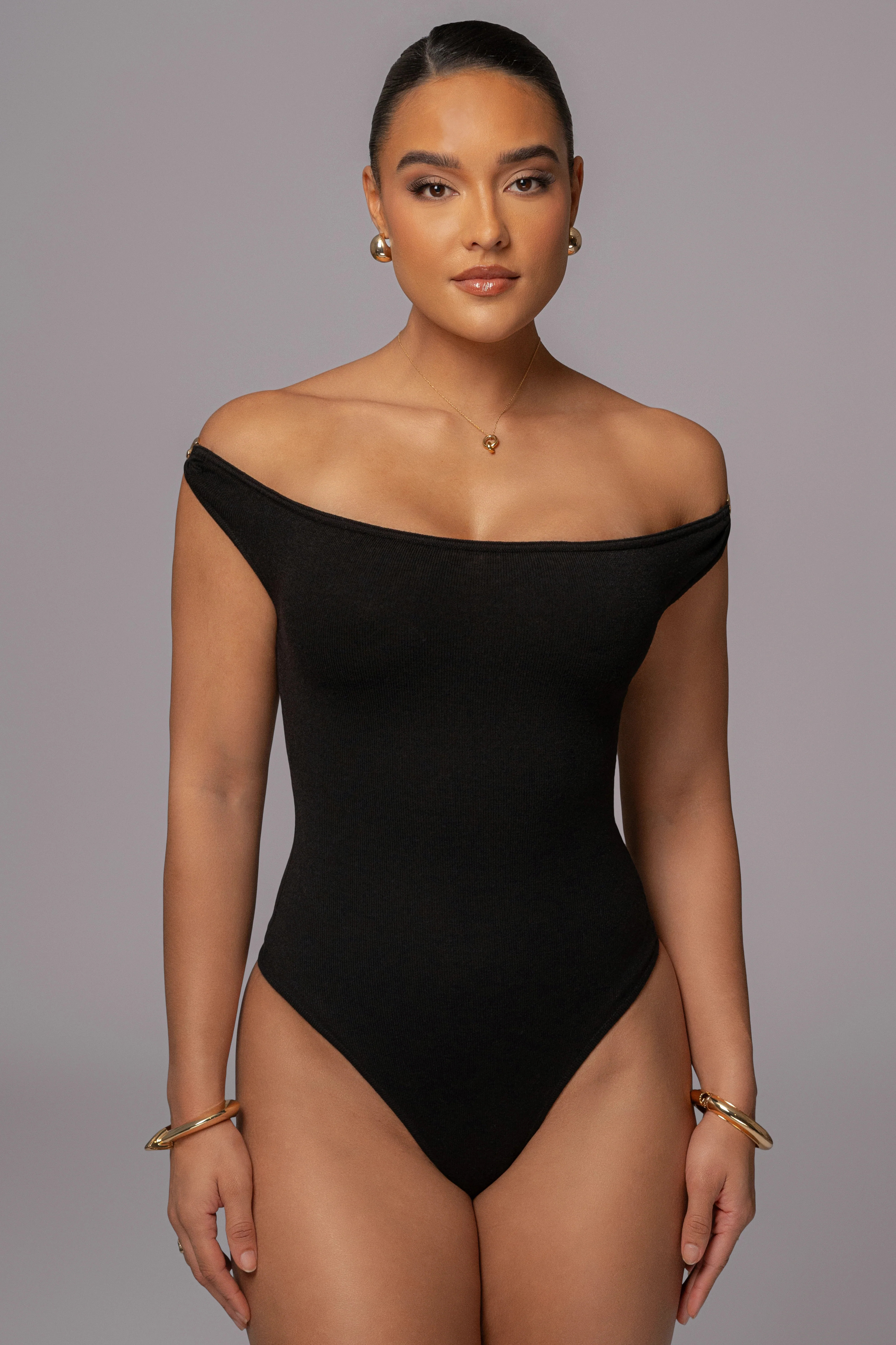 Black Off The Shoulder Bodysuit L | JLUXLABEL