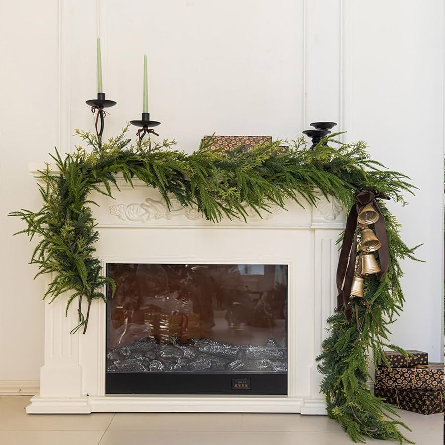 9ft Handmade Christmas Garland,Artificial Cypress Cedar Pine Needles Greenery Seasonal Garland fo... | Amazon (US)