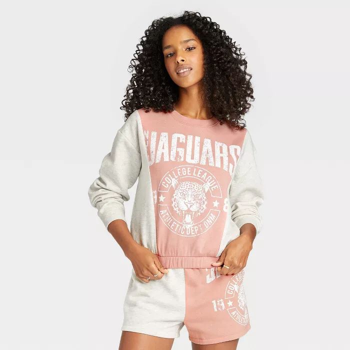 Women's Jaguar Color Block Graphic Sweatshirt - Gray/Brown | Target