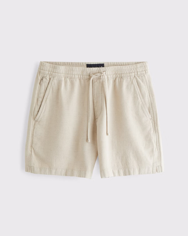 Relaxed Tailored Linen-Blend Pull-On Short | Abercrombie & Fitch (US)