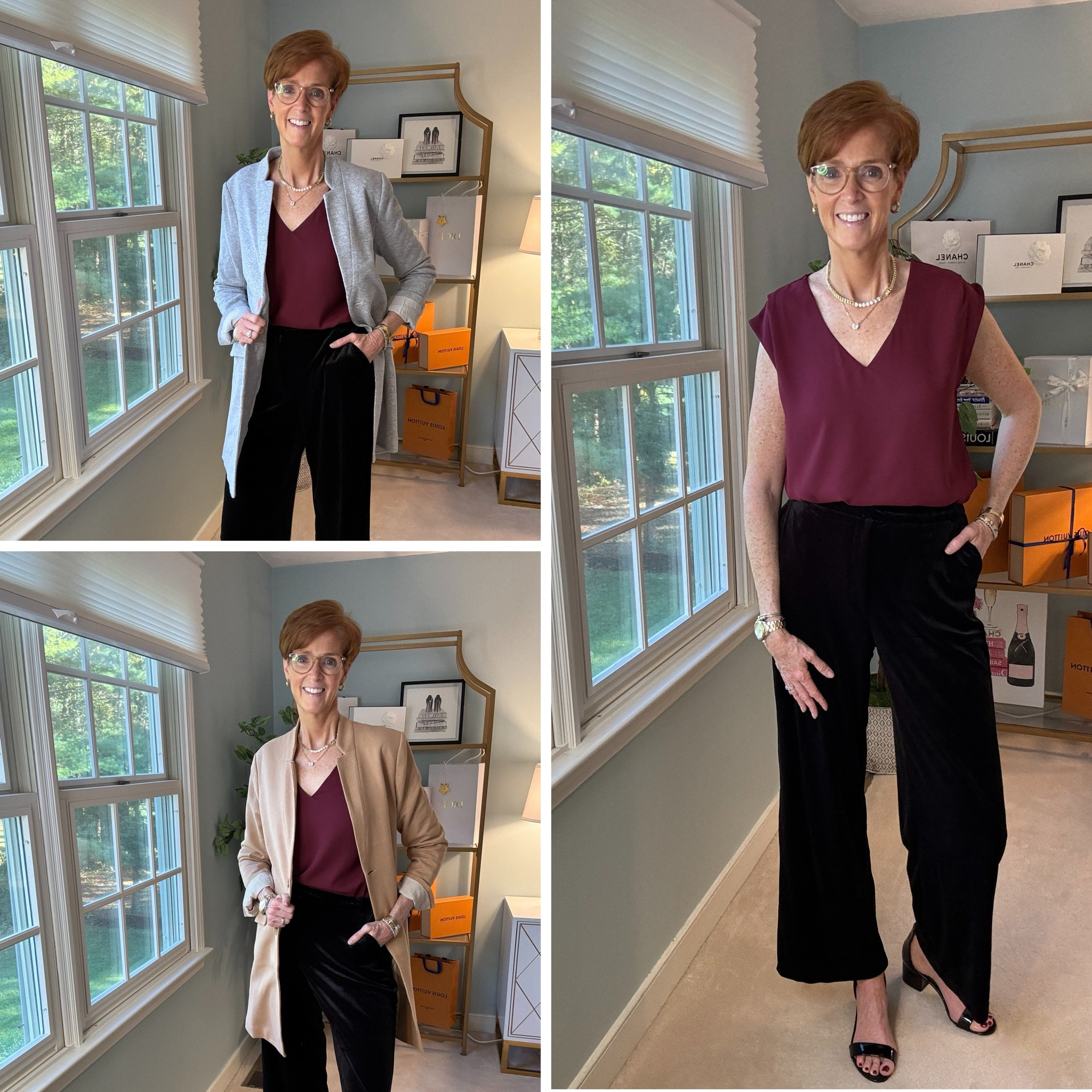 Gibsonlook for the fall and for the holidays
Ready to refresh your wardrobe with elegant, classic pieces that seamlessly blend into your everyday style? I’m sharing 8 beautiful items gifted to me by Gibsonlook that are perfect for fall—and trust me, you’ll want them all! From versatile blazers to flattering skirts, these pieces are designed to elevate your look with ease.

* Burgundy V-Neck Chiffon Top: Lightweight with a gorgeous flow, this top easily transitions from day to night.

* Black Velvet Trousers: Luxe and sophisticated, these trousers are perfect for adding a touch of elegance to any outfit.

#LTKStyleTip #LTKOver40 #LTKHoliday