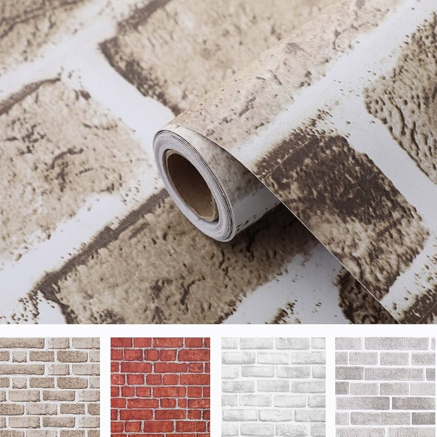 Coavas Brick Wallpaper Peel and Stick Christmas 17.7x196.9 Inches Removable Faux Brick Paper for Bed | Amazon (US)