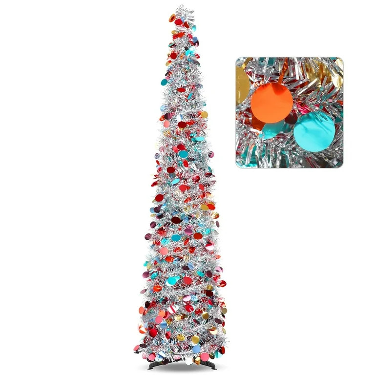 Ayieyill 5ft Pop up Tree Christmas Tree,Color Artificial Pencil Tinsel Xmas Trees for Christmas I... | Walmart (US)