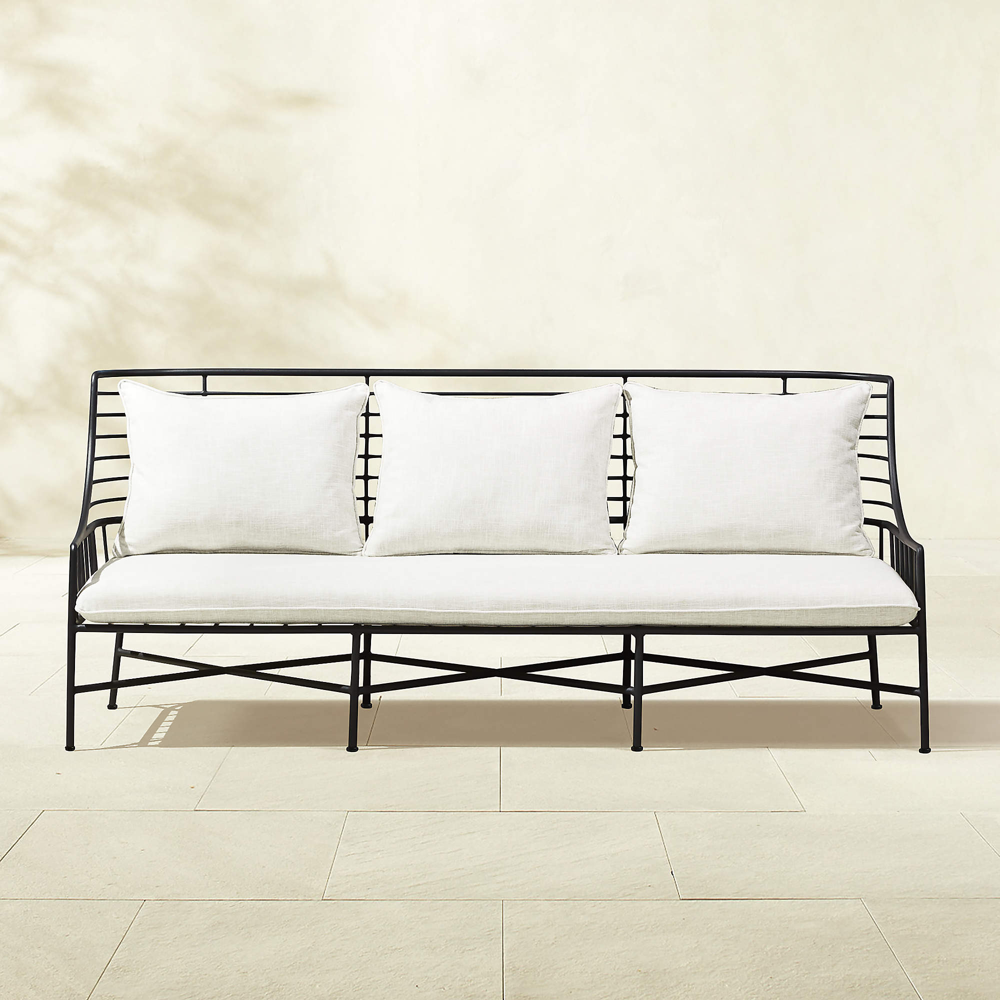Breton 83" Black Metal Outdoor Sofa + Reviews | CB2 | CB2