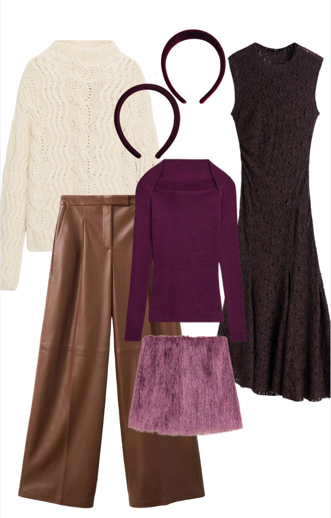 Picked these cuties up yesterday while doing some Holiday Shopping.

The cream sweater is 100% NATURAL materials - 60% COTTON, 30% WOOL, 10% LINEN! We love. 

Purple top is 95% cotton and 5% elastane which allows for stretch. 

The faux leather trouser is just such a badass statement piece for the office which also functions for a night out. 

The dress has this BEAUTIFUL asymmetrical cut at the bottom and moves so incredibly fairy-like that I had to purchase it. I will layer with this too! 

The fringe purple mini I am still unsure of - she's so fun but I am trying to gauge how much wear I will get out of her! 

The velvet red headbands are just such a staple for this time of year and work well when you cannot be bothered with hair. 
 

 #LTKHoliday #LTKootd #LTKSeasonal