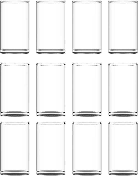 Set of 12 Clear Glass Cylinder Vases (2 Sponge Brushes Included), 3.5” W x 6” H, Flowers Vase... | Amazon (US)