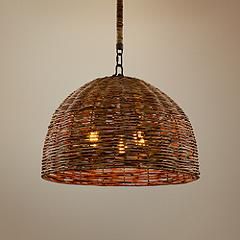 Huxley 24" Wide Tidepool Bronze LED Basket Pendant Light | Lamps Plus