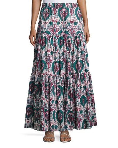 Liberty Printed Peasant Skirt, Green Pattern | Bergdorf Goodman