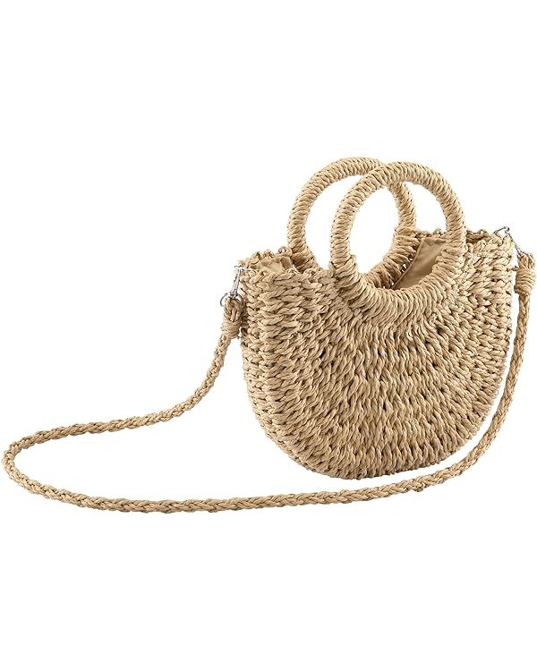 CHIC DIARY Summer Beach Straw Bag for Women Small Crossbody Top Handle Shoulder Handbag Mini Hand... | Amazon (UK)