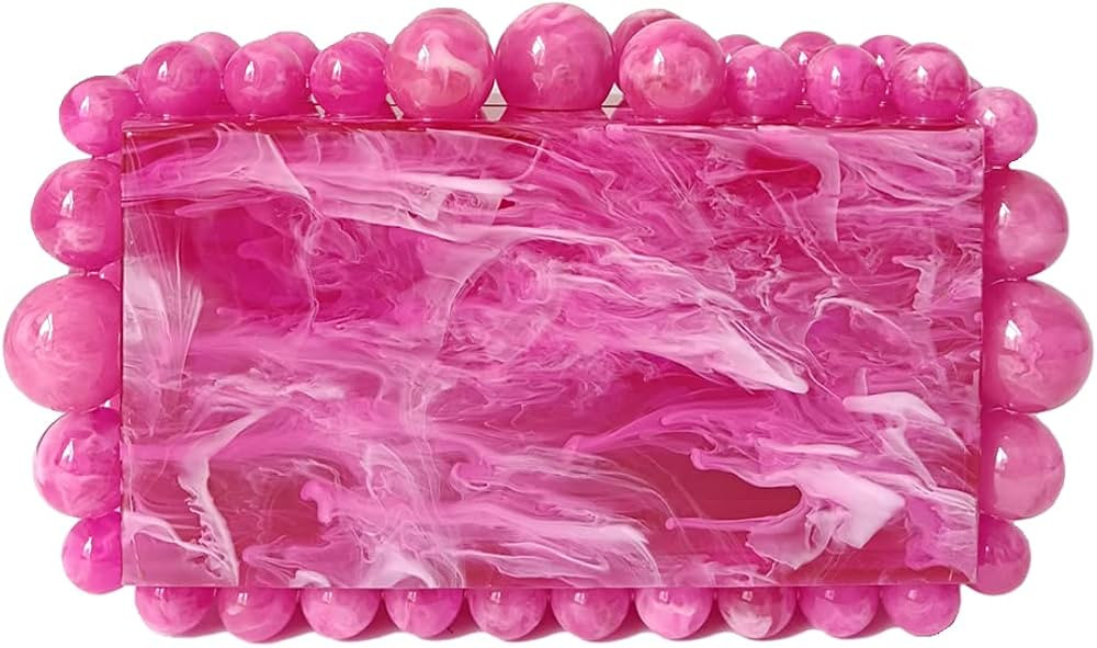 CUXVA Acrylic Evening Clutch Bag for Women Glitter Marble Purse Handbag for Wedding Cocktail Party P | Amazon (US)
