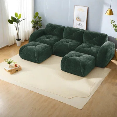 Versatile Green Velvet Sofas, Tufted Design For Modern Home Theater | Wayfair North America