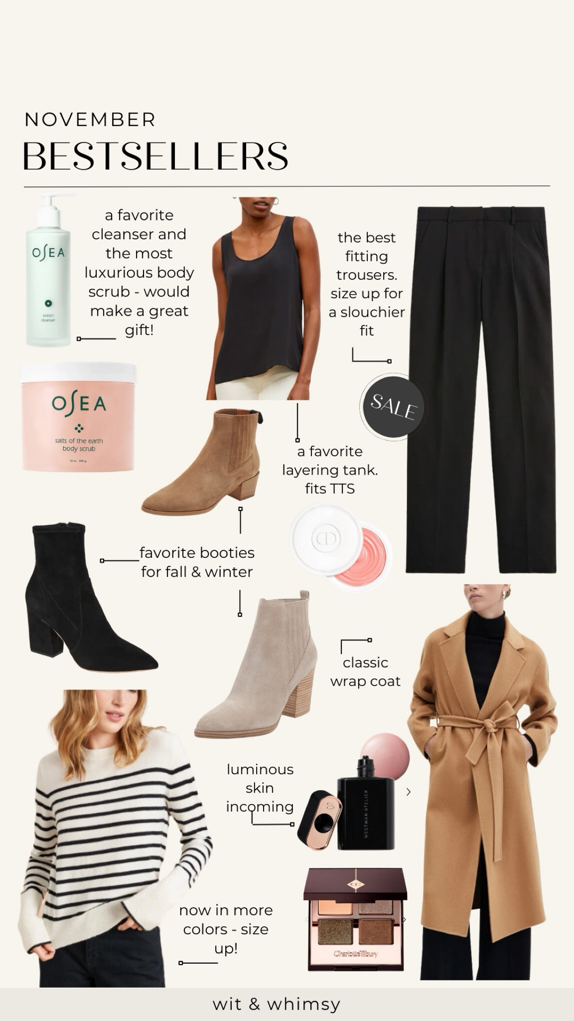November bestsellers!
Jcrew trousers
Silk layering tank
Wrap coat
Booties
Striped sweater
Osea beauty
Glowy makeup
Cuticle balm

#LTKSeasonal