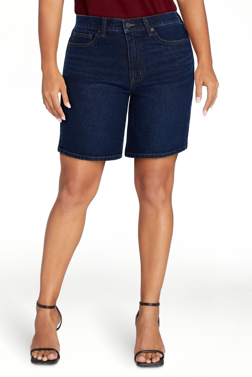 Time and Tru Women's High Rise Denim Bermuda Shorts, 9" Inseam, Sizes 0-20 | Walmart (US)
