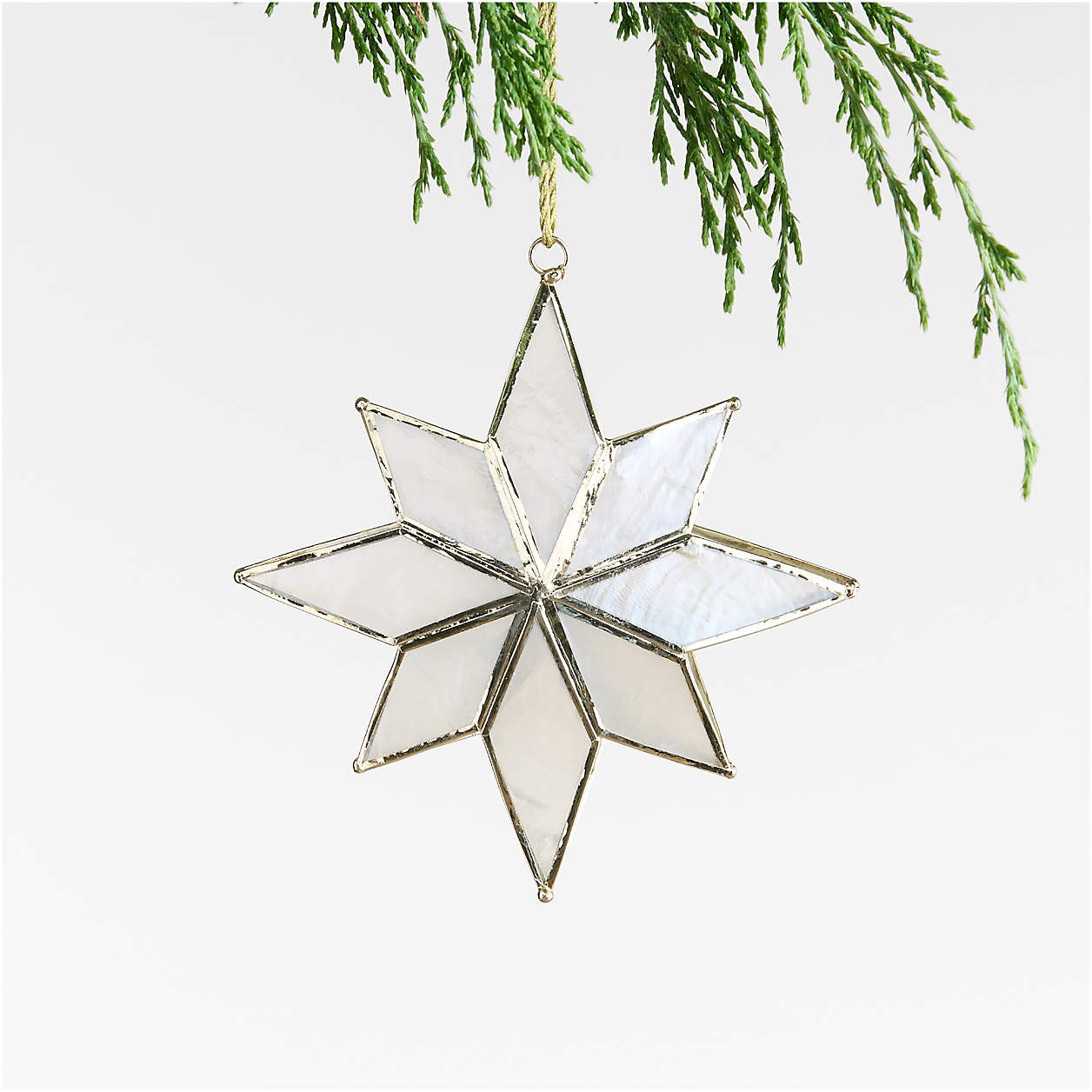 Capiz Snowflake Glass Christmas Tree Ornament + Reviews | Crate & Barrel | Crate & Barrel