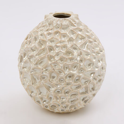 White Ceramic Luster Vase 30x27cm | TK Maxx