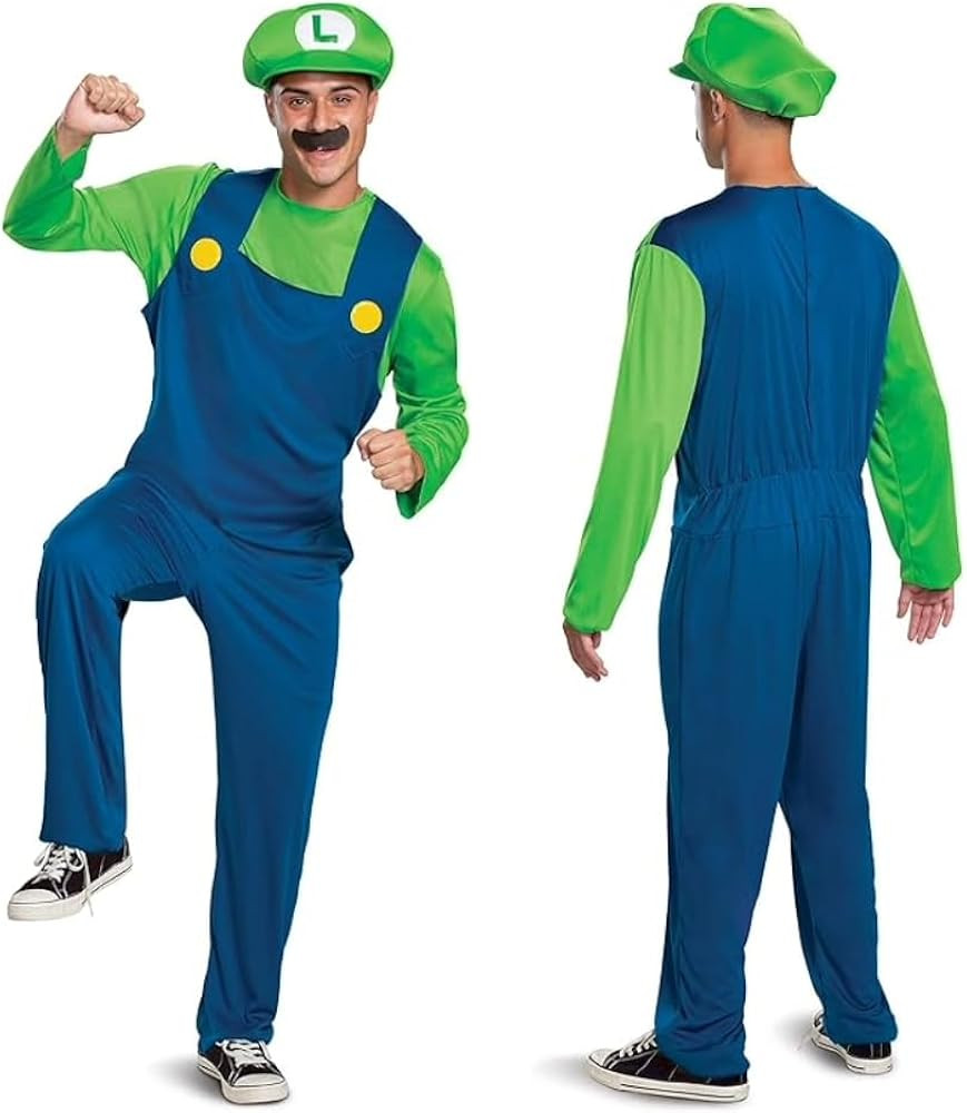 Disguise Adult Luigi Costume, Official Nintendo Super Mario Bros Luigi Adult Costume With Hat and... | Amazon (US)
