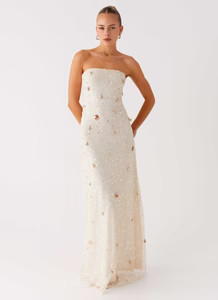 Orelli Shell Sequin Knit Maxi Dress - Ivory | Peppermayo (Global)
