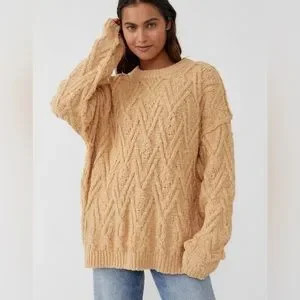 Free People Isla Cable Knit Sweater Camel | Poshmark