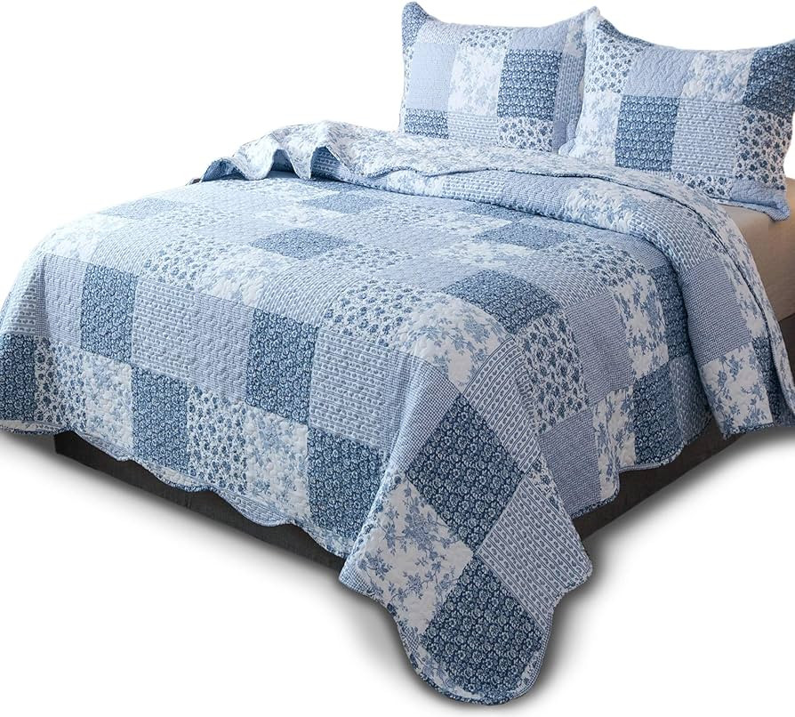 KASENTEX Twin Quilt Set, Reversible Floral Patchwork Bedspread, 2 Pieces Bedding Sets with 1 Sham... | Amazon (US)