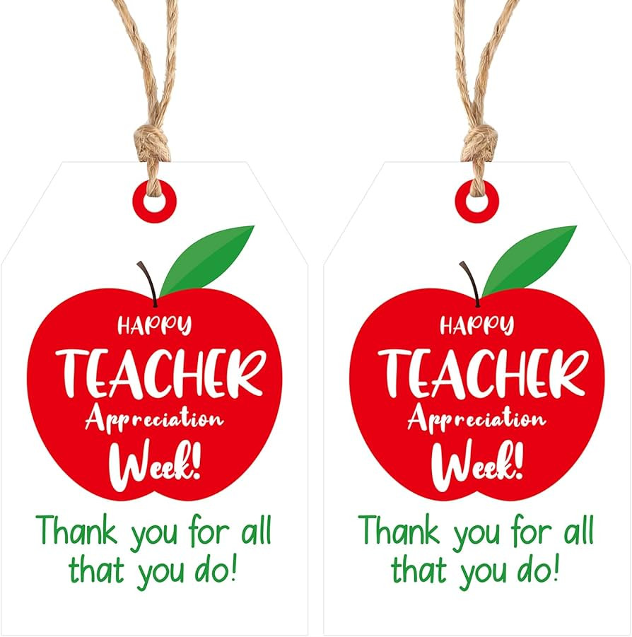 Teacher Appreciation Gift Tags with String, 50Pcs Teacher Thank You Tags Happy Teacher Appreciati... | Amazon (US)