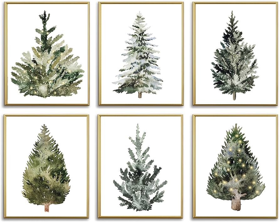 Christmas Tree Posters Wall Art - 8x10 Merry Christmas Wall Decor,Aesthetic Botanical Pictures Wi... | Amazon (US)