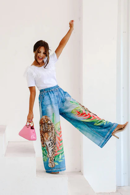 Step it Up Printed Leisure Wide Leg Pant | The Willow Tree