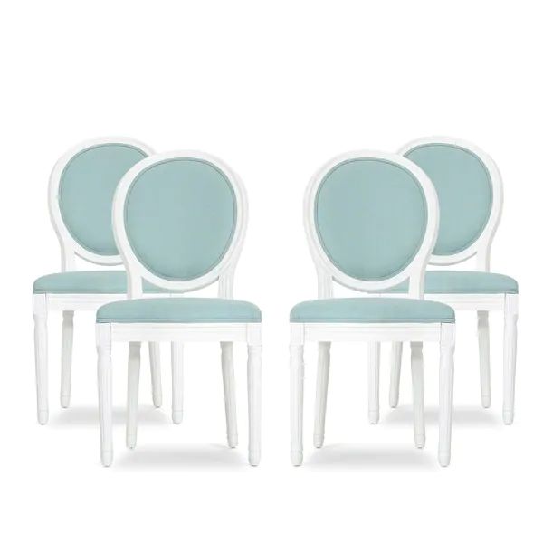 Phinnaeus French Country Dining Chairs (Set of 4) by Christopher Knight Home - Light Blue + White | Bed Bath & Beyond