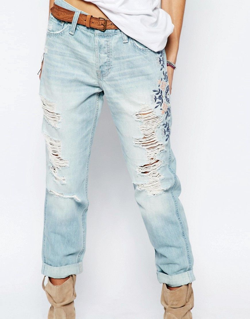 Hollister Boyfriend Jeans With Embroidery | ASOS UK