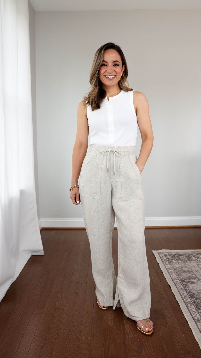 50% off the retreat linen pants and 40% off the shorts! 

Pants: petite xxs - runs large, 28” inseam in petite 
Shorts: xxs - true to size